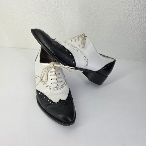 Robert Clergerie Leather Spectator Brogue Wingtip Oxford Shoes Black White Sz5.5 - Picture 16 of 16